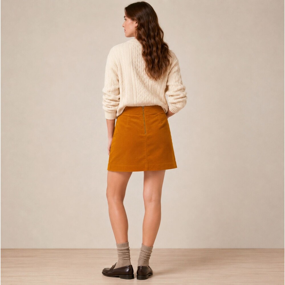 J Crew Corduroy A-Line Skirt Size 8 Yellow Mini Zip Lined Cotton G8210 Academia - Picture 5 of 12